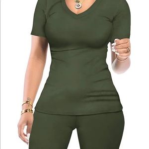 Two piece army green lounge set - S boutique